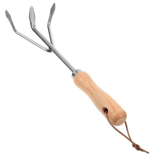 Mikikit Herramientas de Jardín Rastrillo de Jardinería de Acero Inoxidable Rastrillo de Plantación para Jardín Herramienta de Jardinería para Plantar y Excavar