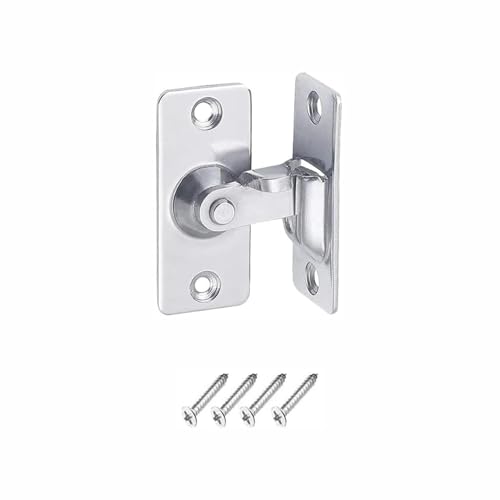 BE-TOOL 90 Degree Flip Barn Door Lock, Stainless Steel Sliding Screen Door Lock with Screws for Gate Barn Garage Garden Fence Shed Window Cabinet (S Size Silver)