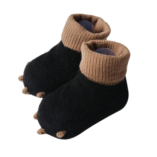 GALPADA Warm Winter Socks 1 Pair Black Grip Socks for Newborn Boys Non-slip Infant Booties
