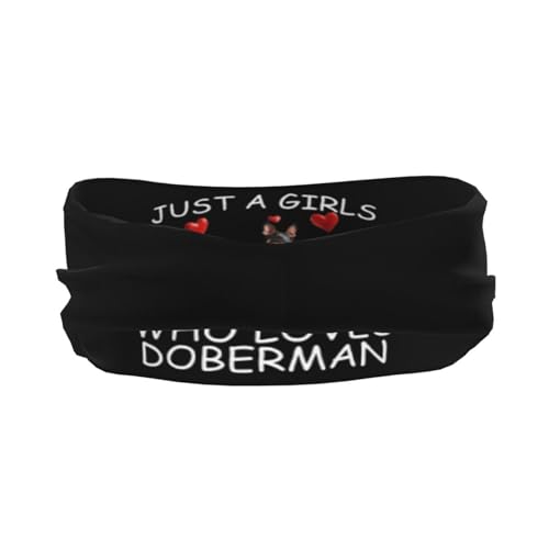 Just A Girls Who Loves Doberman Dog Adjustable Sports Headband Moisture Wicking Sweatband for Running Workout3