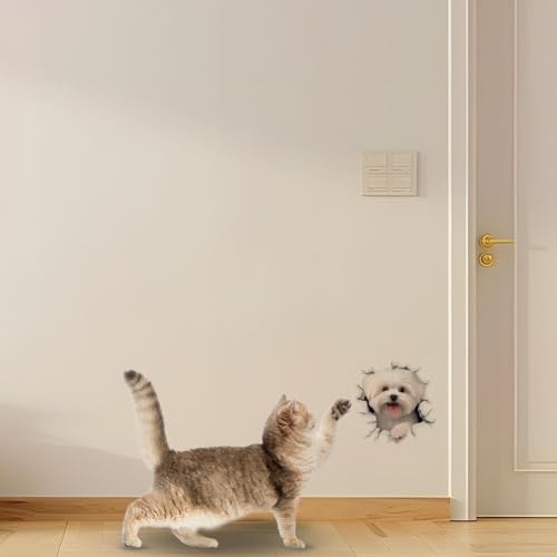 3D-Hunde-Aufkleber, niedlicher Welpen-Wandaufkleber, entfernbare Vinyl-Aufkleber und Malteser-Hunde-Aufkleber, Kühlschrank für Wand, Stick, niedlich