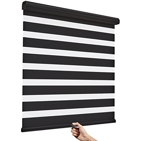 Tonature Zebra-Jalousien, schnurlos, 68.9 cm Bx183.9 cm H, schwarz), lichtfilternde, durchsichtige Fensterbehandlungen, Zebra-Jalousien Cover