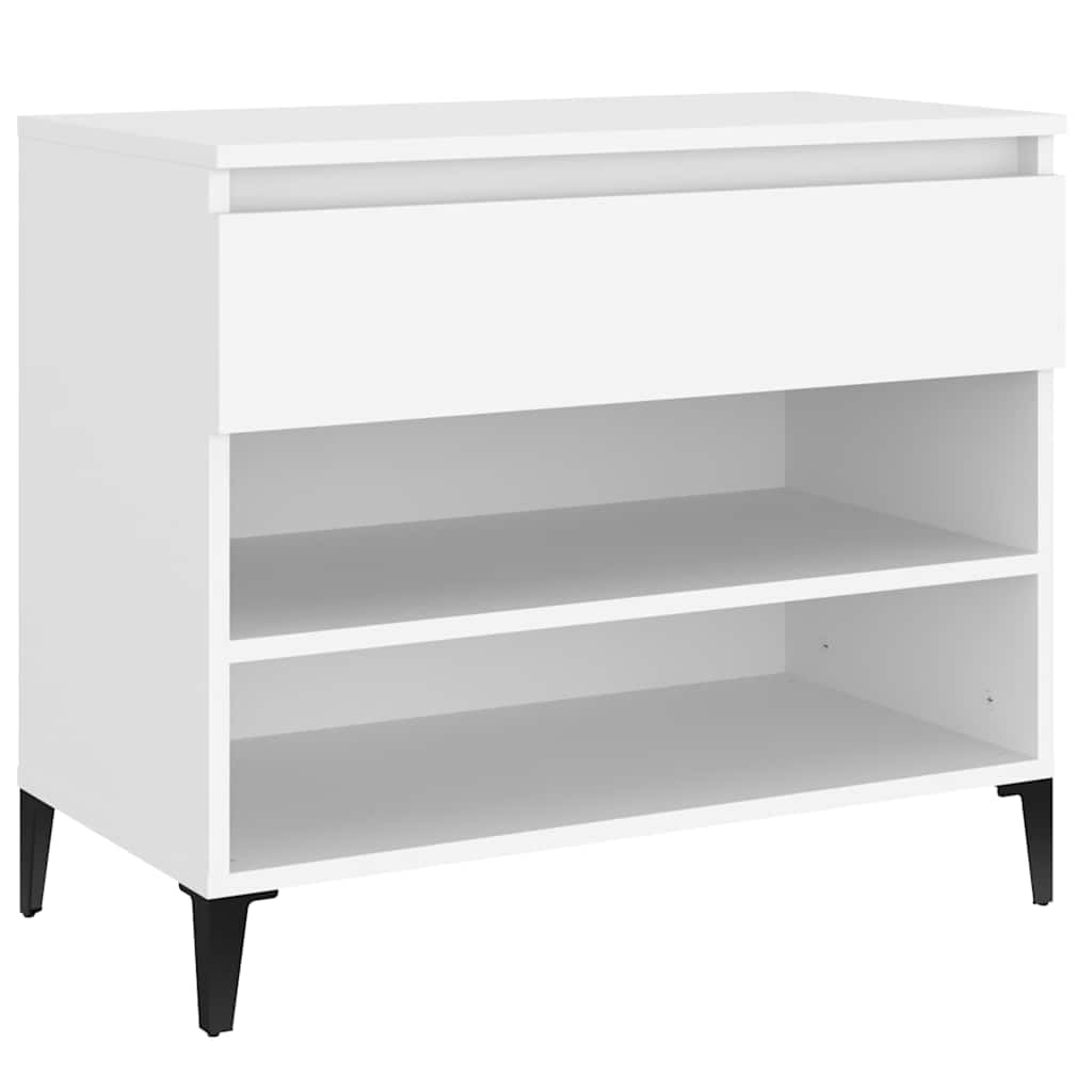 Stojak na buty Drewniany Sklejka Biały 70x36x60 cm