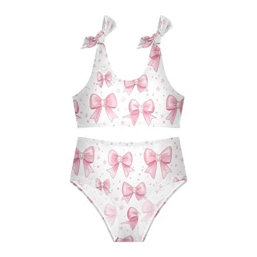 Wusikd Pink Bows Girls Swimsuits Two Piece Pearls Stars Swimwear Bikini Set for for Girls Size 3T3