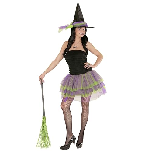 W WIDMANN MILANO Party Fashion - Costume de sorcière étincelante, robe avec tutu, chapeau, magicienne, Halloween