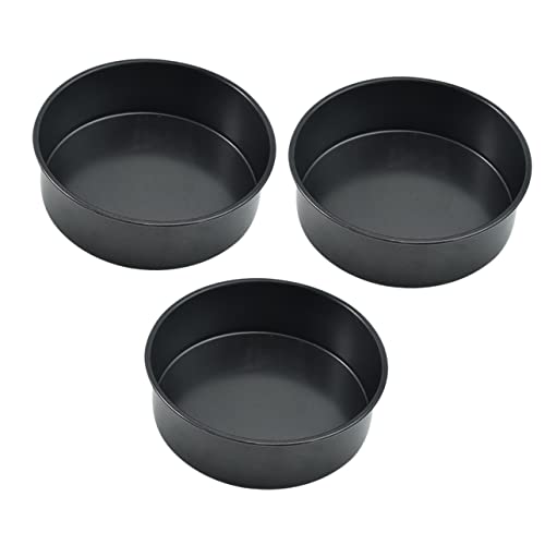 Mikinona 3 Piezas 8 molde de pastel antiadherente utensilios de cocina bateria de cocina hornos de redondo moldes para pasteles molde para pasteles Bosque para hornear acero carbono Black