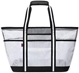 Acmebon Durable Large Mesh Beach Bag for Women, Tote Bag, Gym Bag with 9 Pockets