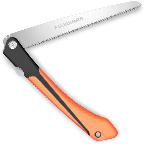 Fujiwara Folding Saw,10inch Rugged Blade Hand Pruning Saw with SK4 Steel Blade and 2 Adjustable Angles,Cutting Wood,PVC,Bone,Safety Lock Feature,Ideal for Camping,Pruning,Gardening,and Landscaping