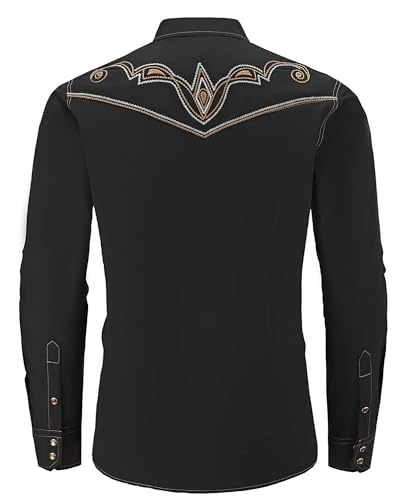 SALVAJE OESTE Men's Embroidered Western Cowboy Slim Fit Shirt with Pockets and Snap Button4