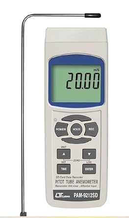 Digital Pitot Tube Anemometer with Differential Manometer for Industrial, Laboratory Model PAM-9212SD.