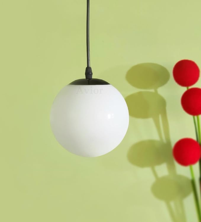 SVAH Milky Doom Globe Shade Ceiling Hanging Pendant Light Lamp for Bedroom, Living Room(Metal, Glass) (B0D293XSWB) Amazon Price History, Amazon Price Tracker