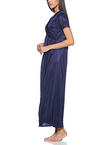 Clovia Women's Satin Sleepwear (NSM289P08-O_Blue_Free Size) - Image 4