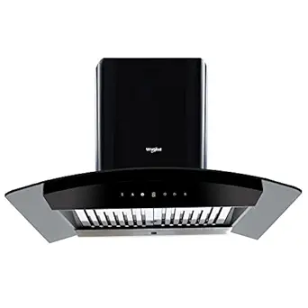 Whirlpool 90 cm 1100 m�/HR Auto-Clean Curved Glass Kitchen Chimney (CG 901 HAC HOOD, Baffle Filter, Touch Control, Black)
