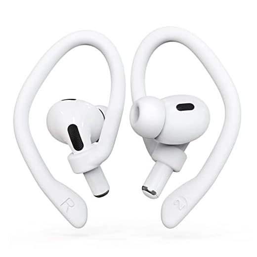 [2 Pairs] DamonLight Ear Hooks for AirPods Pro 2 & 1, AirPods 4 & 3 & 2 & 1, Airpod Ear Hook, Anti-Slip Comfortable Fit, Ergonomic Design, AirPods Accessories (Medium, White)