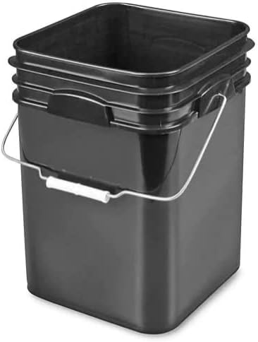 Miniatura 2 de House Naturals Cubo cuadrado negro de grado alimenticio de 4 galones con tapa (paquete de 3)