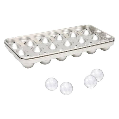 MOUMOUTEN Ice Cube Trays, 304 Stainless Steel Food Grade Ice Tray Mold with Lid, 18 Grids Ice Cube Cooling Ball for Wine Beverage Bar Restaurant