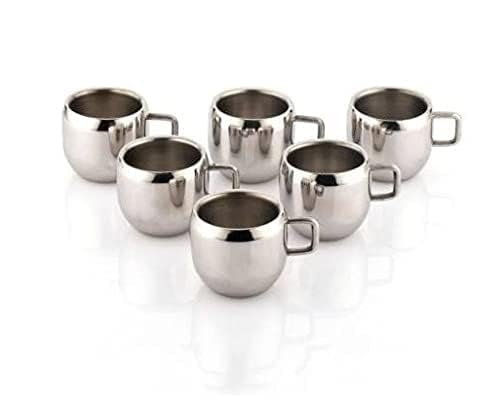 PIQUANT KITCHENWARE Stainless Steel Apple Tea & Coffee Cup Set Of 6 Pcs, 120 ML (B09H6VNGKX) Amazon Price History, Amazon Price Tracker