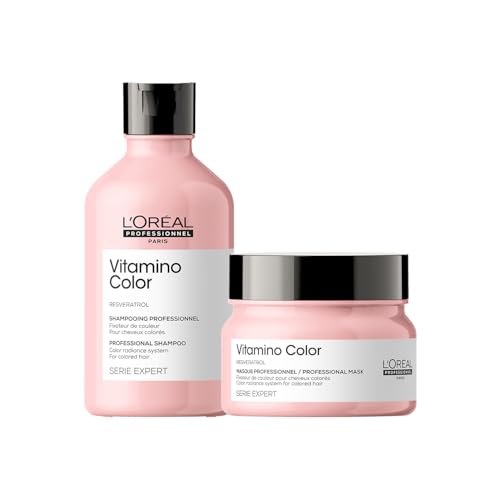 L'Oréal Professionnel Vitamino Color Shampoo 300Ml & Hair Mask 250Gm Combo With Resveratrol For Color-Treated Hair, Serie Expert (Pack Of 2)