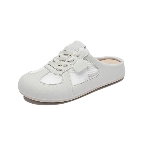 Backless Mule Sneakers for Women Wide Tennis & Racquet Sport Shoes Slip On House Slippers Breathable Mesh Lightweight Leather No-slip Platform Cute Casual Lace-up Comfort Walking Slides Indoor Outdoor