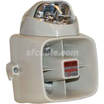 SF Cable, 15W Indoor/Outdoor Armored Siren w/Blue Strobe