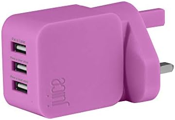 Juice Triple USB port universal mains charger for use with Apple iPads, iPhones & other Smartphones & Devices, Aqua