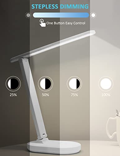 Fioyal Small Desk Lamp Led Desk Lamps For Home Office, Dimmable Desk Light With Adjustable Arm And Sensitive Touch Control, 3 Colour Temp Table Light Office Lamp For Work Study Reading(Ivory White) #TOP1
