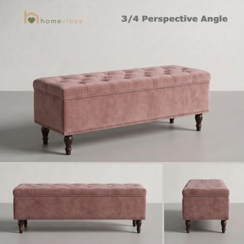 Image of Velum 3 Seater Sofa for Living Room & Office | Premium Fabric Upholstery | Solid Wood Frame | Comfortable Seating | 3 Years Warranty (Blush Pink, Storage Ottoman)