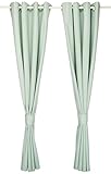 Amazon Basics - Verdunkelungsvorhänge-Set, mit Ösen, 140 x 245 cm, Graugrün