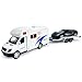 Toy Camper RV Trailer Towing Supercar Sports Model Car Diecast Motorhome Toys for Boys Pull Back Toy Cars, Beach Sandbox Outdoor Adventure Play Set, 3 4 5 6 Years Old Kids Toddlers Gifts, White