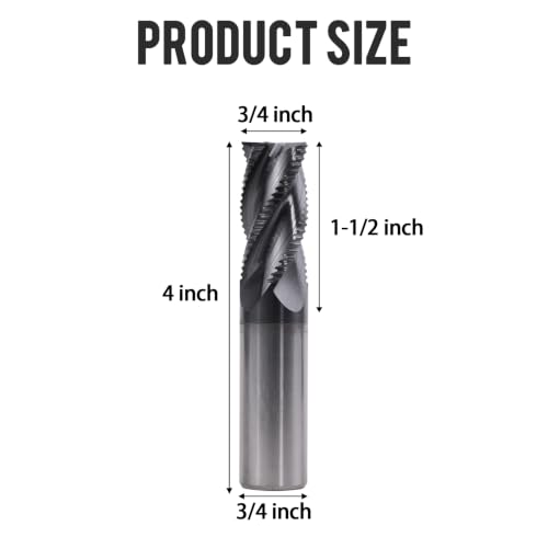 Image of 3 /4 inch Carbide Roughing End Mill, 4 Flute Micro Grain Milling Cutter Bits for Alloy Steels & Hardened Steels
