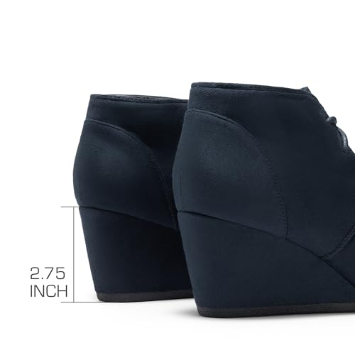 DREAM PAIRS DREAM PAIRS TOMSON Women's Casual Fashion Outdoor Lace Up Low Wedge Heel Booties Shoes NAVY 7 B(M) US