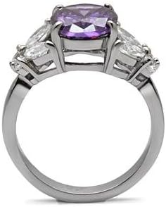 Women's Stainless Steel 6.2 ct. Cubic Zirconia Purple Oval and Clear Butterfly Ring