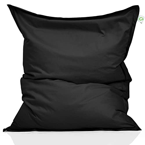 Green Bean Indoor Sitzsack XXL 140x180cm 380 Liter Kinder & Erwachsene Bean Bag EPS Perlen Füllung Riesensitzsack Groß Liegekissen Sitzkissen - Petrol Schwarz