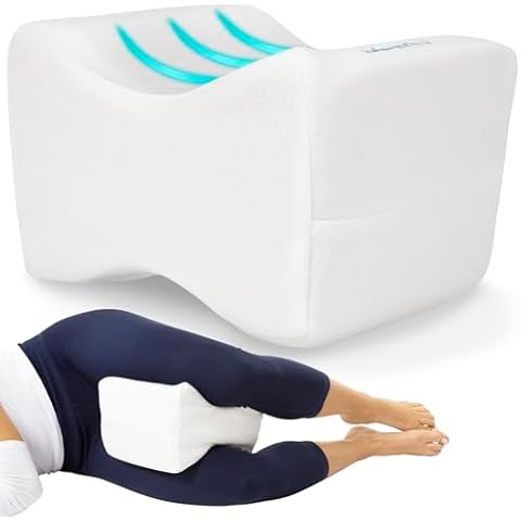 Xtra-Comfort Memory Foam Knee Pillow for Side Sleepers - Orthepedic Sciatica, Back, Under Leg, Hip and Joint Support - Pregnancy and Maternity Cover
