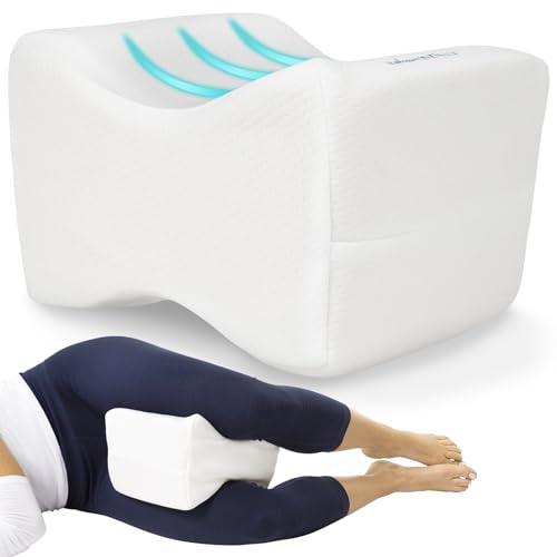 Xtra-Comfort Memory Foam Knee Pillow for Side Sleepers - Orthepedic Sciatica, Back, Under Leg, Hip and Joint Support - Pregnancy and Maternity