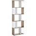 HOMCOM Bibliothèque étagère Meuble de Rangement Design Contemporain en S 5 étagères 60L x 24l x 185H cm Coloris chêne Blanc