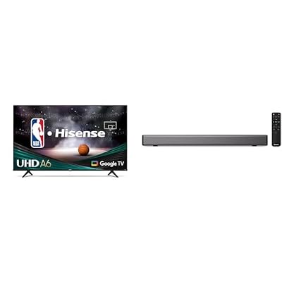 Hisense 70-Inch Class A6 Series 4K UHD Smart Google TV with Alexa Compatibility, Dolby Vision HDR & HS214 2.1ch Sound Bar with Built-in Subwoofer, 108W