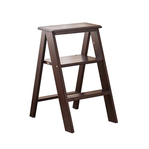 Taburete de madera de doble propósito con diseño resistente y compacto