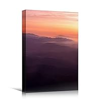 Canvas Wall Art Mountain View Sunset Coastal Multicolor Photography Relax/Calm Romantics Sunset - 12x18 inches