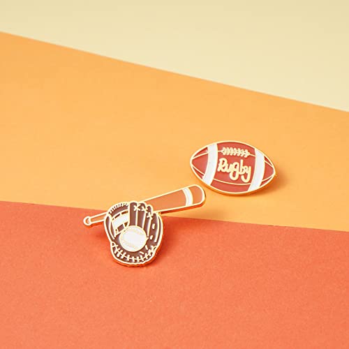 Image of Baseball Football Enamel Pin Sports Brooch for Christmas Gift Birthday Presents