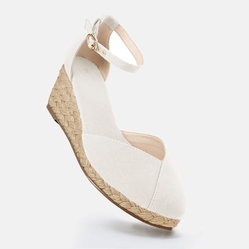 Image of Juliet Holy Womens Espadrilles Sandals Closed Toe Platform Ankle Strap Casual Summer Wedges