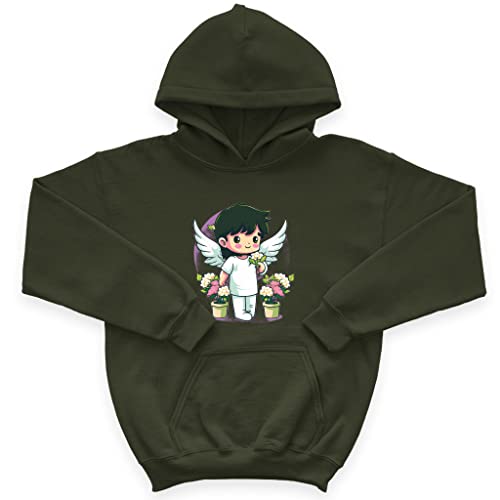 angel graphic kids' sponge fleece hoodie - floral kids' hoodie - graphic hoodie for kids
