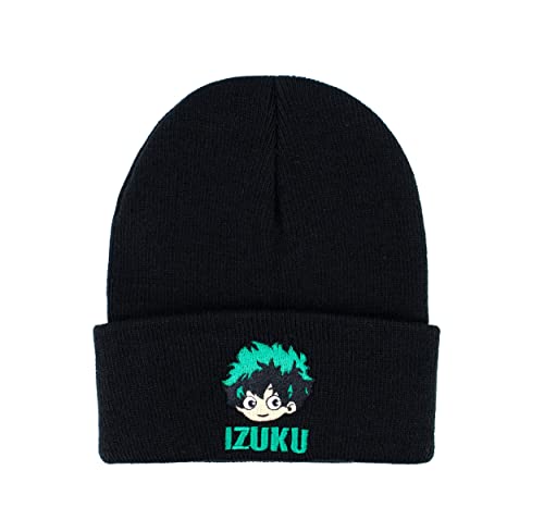 Roffatide Anime My Hero academia bonés com punhos chapéu caveira bordado unissexo Beanie Cap gorro de malha de inverno, Deku-preto