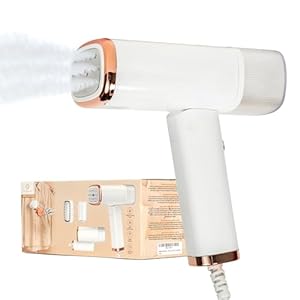 Travel Essentials : Steamer for Clothes – Home or Travel Steamer & Iron, White with Rose Gold Accents, 1000W Steam, Fast Heat Up, Removes Wrinkles in Seconds, a must-add to Travel Accessories