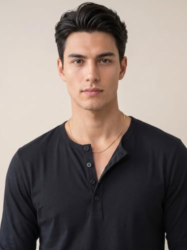 Image of BULLMER Men's Trendy Full Sleeve Henley Neck T-Shirt | Cotton Blend Solid Casual Tee | Stylish Menswear for Everyday | Sizes S to 2XL - Pack 1