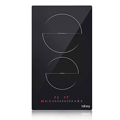 Dual Induction Cooker 12   Induction Cooktop 2 Burner 240V IsEasy Electric Cooktop built-in Induction Stovetop,Dual Heating Cooktop Glass with Booster Burner,Touch Sensor Control?Black