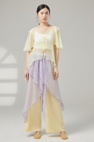 Pantalons chiffon fluides larges amples légers volants chic femmes - 3