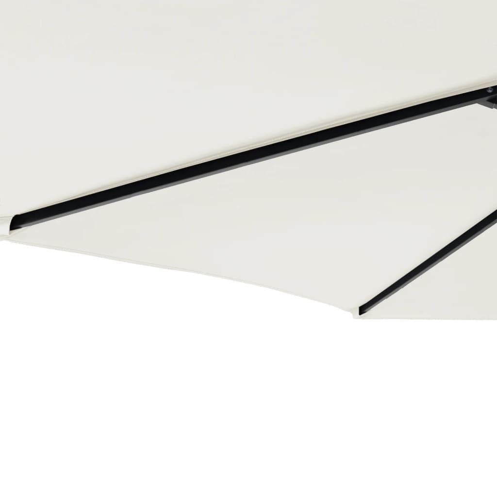 Homgoday Parasol przeciwsłoneczny ze stalowym masztem, parasol ogrodowy, na plażę, z korbą, ochrona przed promieniowaniem UV, uchylny, na taras, balkon, biały, 225 x 225 x 212 cm