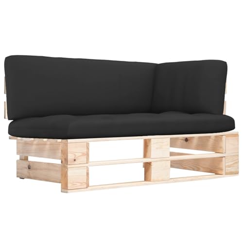 Vopese Sofá de Esquina de palets de jardín Madera de Pino impregnada Sofá Diseño Moderno, Práctico y Funcional Muebles para Patio Terraza sofá de Esquina Negro