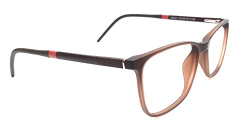 Image of SIGHT N SHADE Eyewear Matte Brown Full Rim Frame Rectangular /Square Curve Edges Medium(51) Free Size Spectacles Light Weight for Men Women Boy Girl For All Kind of Face Cut